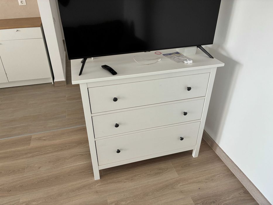 HEMNES Comodă 3 sertare, vopsit alb, 108x96 cm