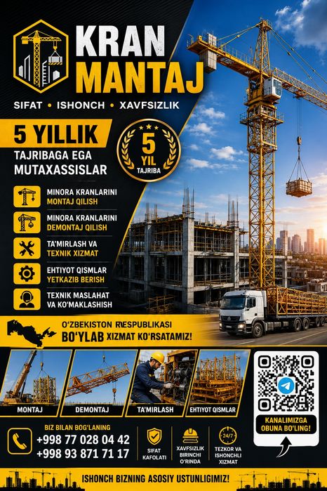 Kran mantaj qurilish kranlarni mantaj qilamiz