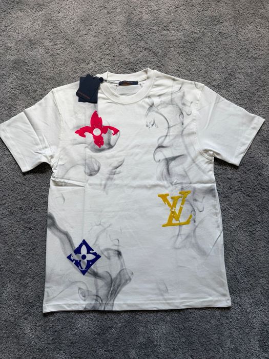 Tricou Louis Vuitton graphic-print alb