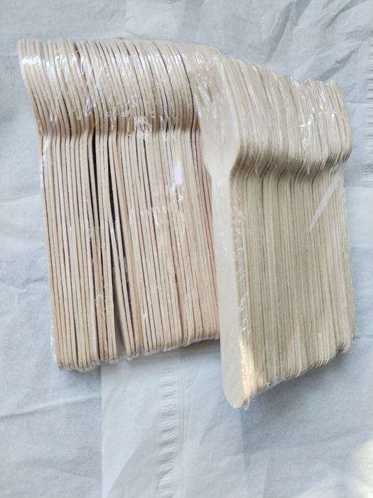 Одноразоаые Деревянные вилки ложки