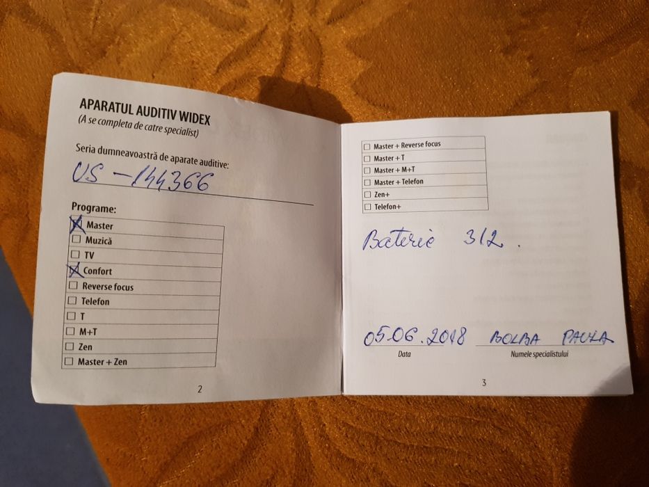 Aparat auditiv Widex (4300 lei nou)