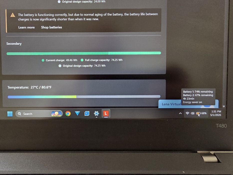 Lenovo T480, i7, 32GB, GeForce MX150, modem 3G, Baterie noua