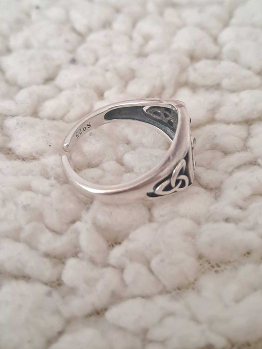 Сребърен пръстен S925 Компас с камъни и трикверта, универсален размер