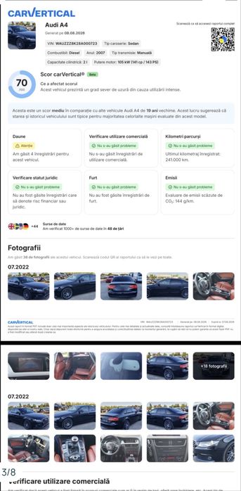 Audi A4 Limuzina din 2008, 2.0 TDI, 140 CP, pret negociabil - starea foarte buna, fara probleme.
