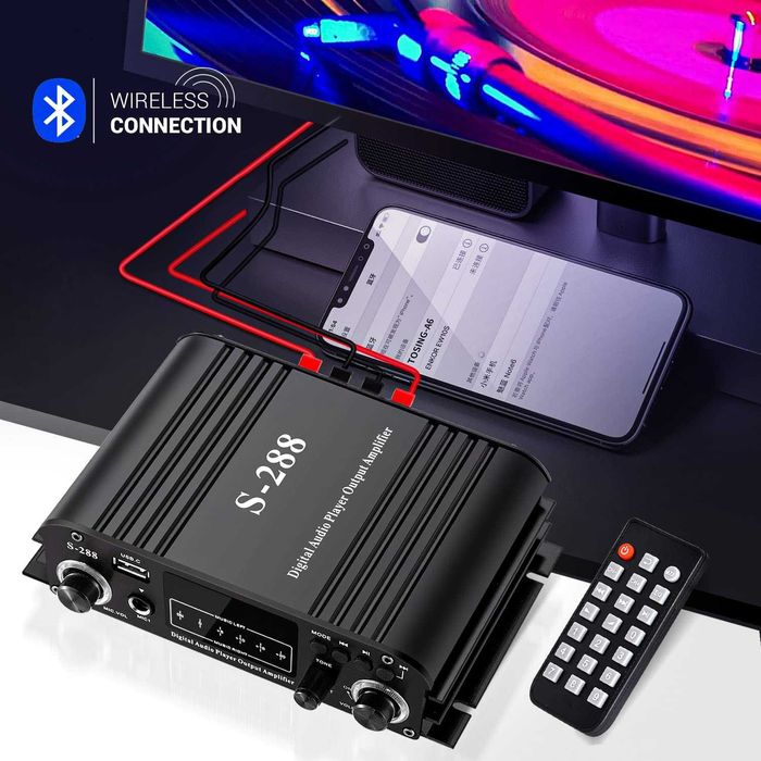 Facmogu S-288 Amplificator audio stereo,Bluetooth 5.0,4 canale,RMS 45W