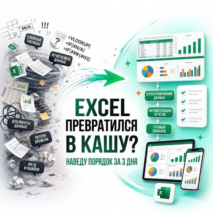 Excel превратился в кашу? Наведу порядок за 3 дня!