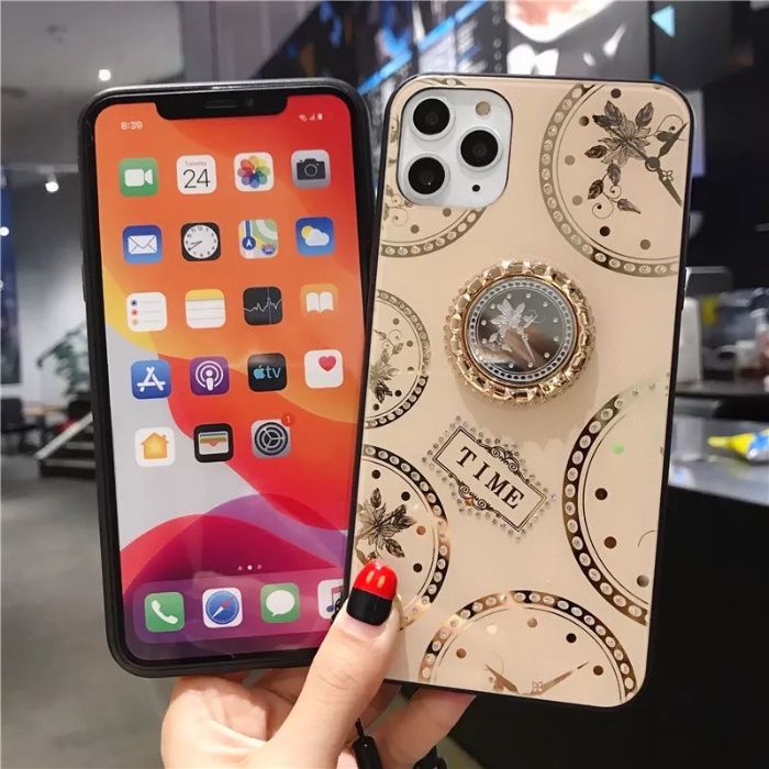 Husa + pietricele + inel "TIME" pentru iPhone 12 , 12 Mini , 12 Pro