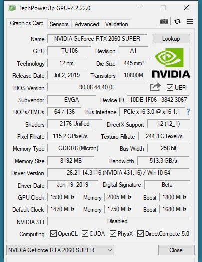 Evga rtx 2060 super