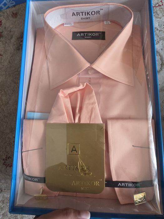 Рубашка мужская персиковая 41