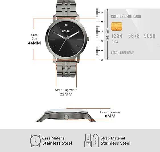 Стилен часовник Fossil Lux Luther, 44мм, 22мм, с метална верижка