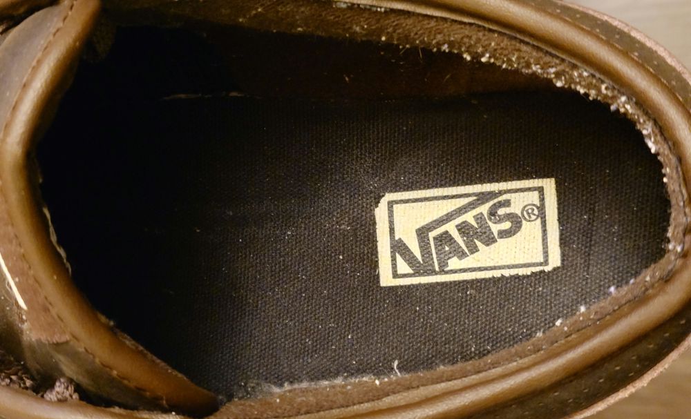 Мъжки кожени гуменки VANS, тъмно маслинено зелени с кафяв кант, №47