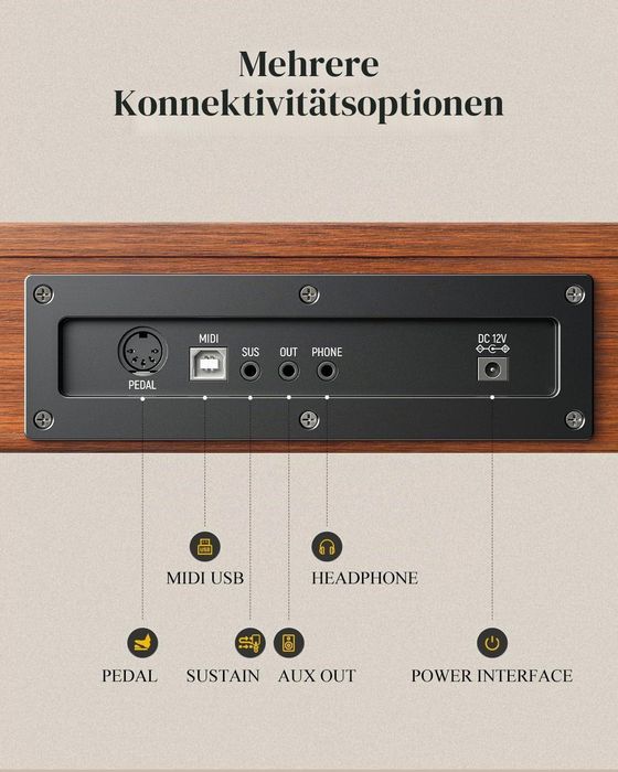 Преносимо дигитално пиано Eastar EP-80 Brown