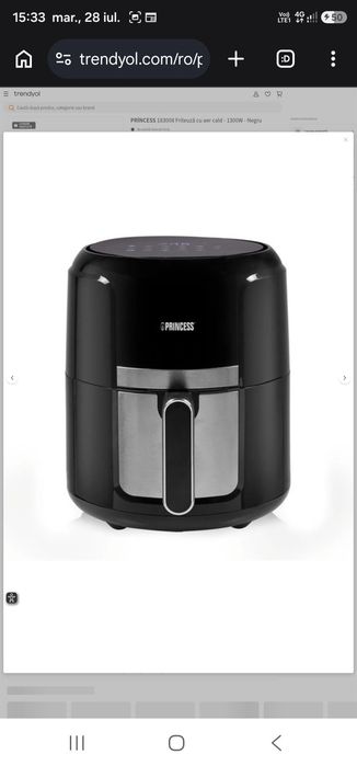 PRİNCESS 183008 Friteuză cu aer cald - 1300W - Negru