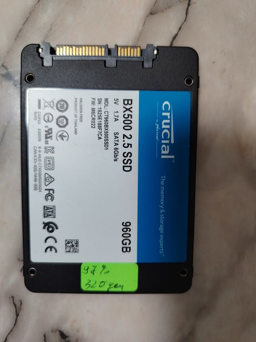Диск Crucial BX500 , 960 GB, SSD SATA III, 2.5"