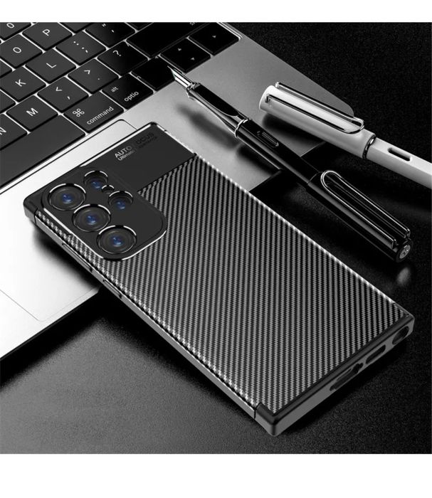 Husa Carbon Case Samsung S22/S23/S24/S25 PLUS ULTRA Slim / Hard Neagra
