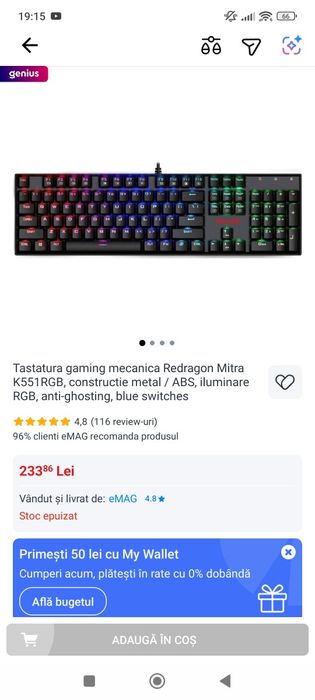 Vând tastatură mecanică