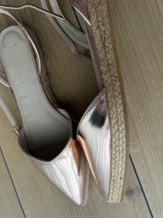 Sandale elegante rose gold cu impletituri - 38