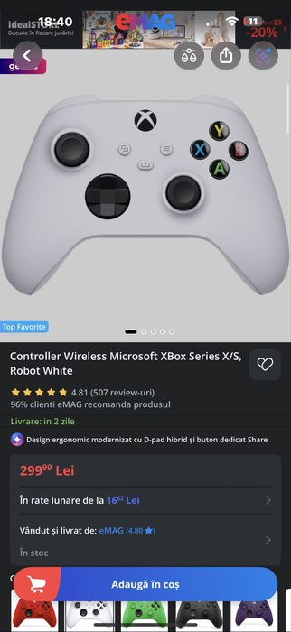 Controller Wireless Microsoft XBox Series X/S, Robot White