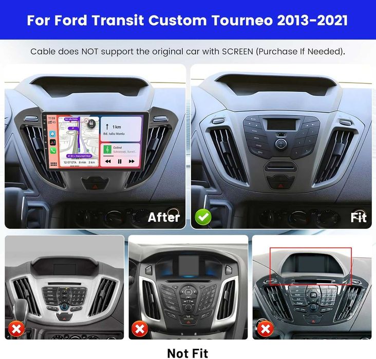 Мултимедия за Ford Transit Custom, Tourneo, Двоен дин, Android, Навигация Андроид Транзит Custom бус