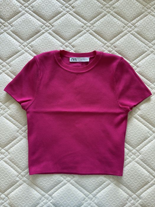 блуза с къс ръкав ZARA