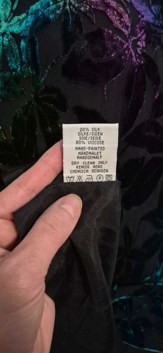 Fusta pictata manual din catifea de vascoza si matase