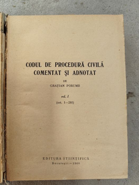 Gratian Porumb - Codul de procedura civila comentat si adnotat, 2 volume, Editura Stiintifica