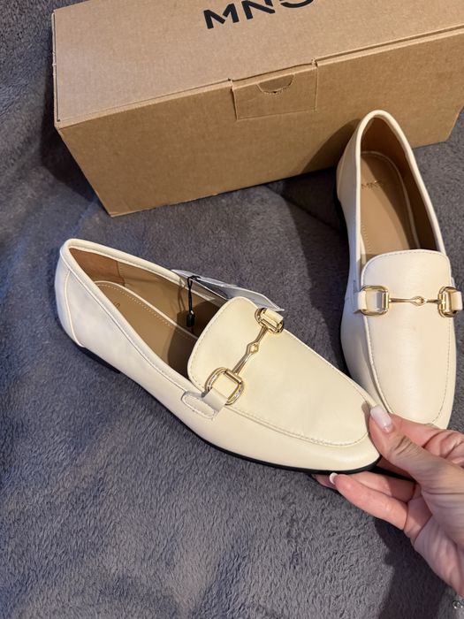 Мокасини Mango естествена кожа
