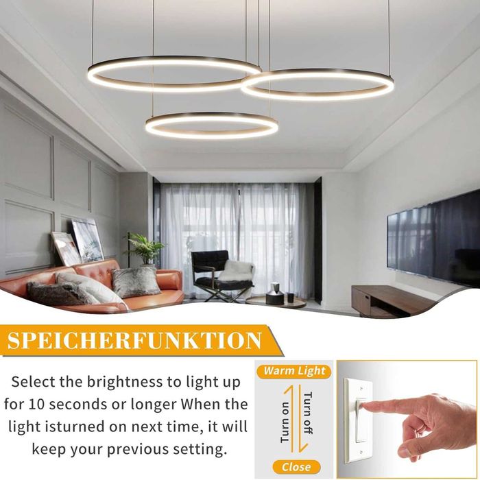 Mikeru черен LED полилей 40/60/80см димируем с функция памет