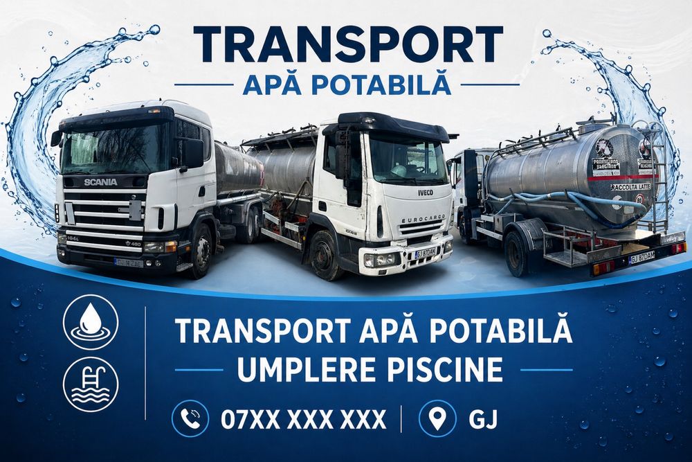 Transport apa umplere piscine/cisterna inox
