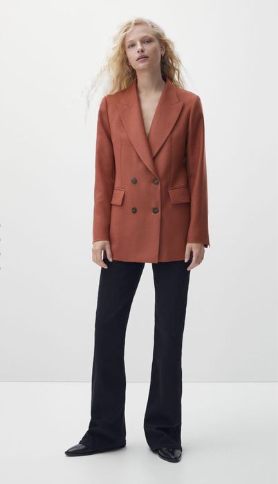 Blazer Massimo Dutti din stofa, caramiziu