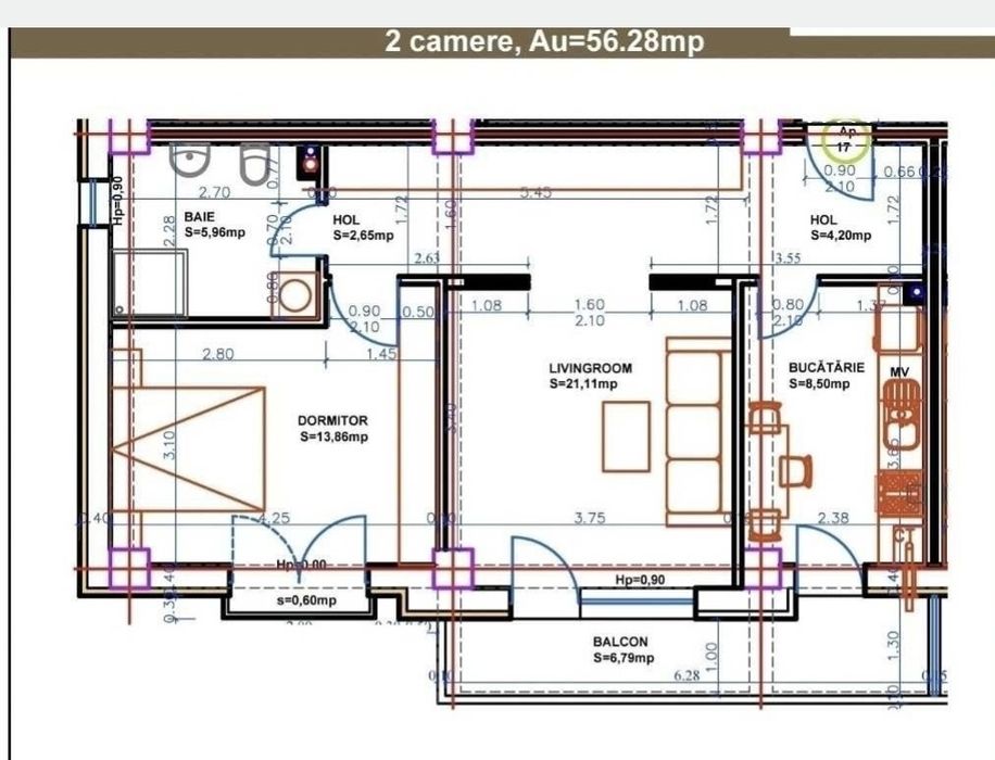 Inchiriez apartament două camere zonă centrală