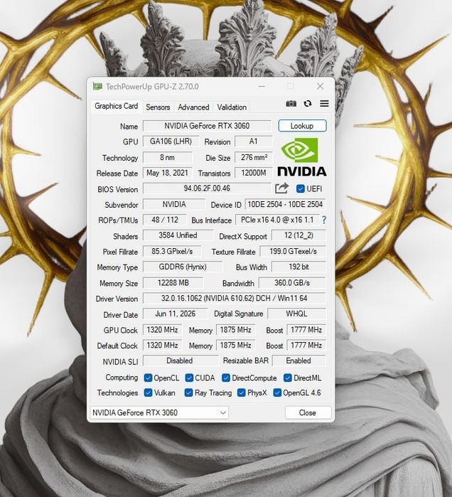 RTX 3060 Palit Dual 12 gb