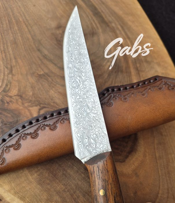 Ловен нож дамаска стомана LN439,фултанг с кожена кания