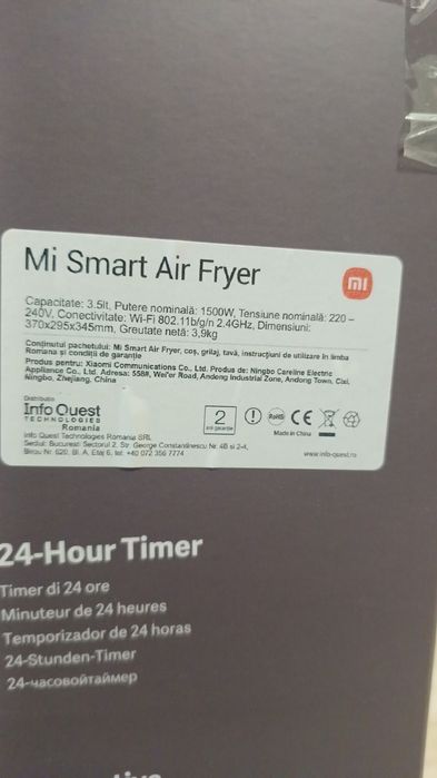 Friteuza cu aer cald Xiaomi Mi Smart Air Fryer BHR4849EU, 1500W, 3.5L, 8 programe, alb
