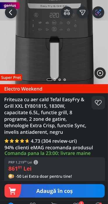 friteuza cu aer cald easy fry and grill xxl EY801815