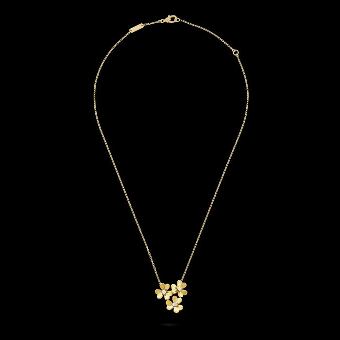 Van Cleef & Arpels VCA 3 Gold Mini Frivole Diamond Flower Дамско Колие