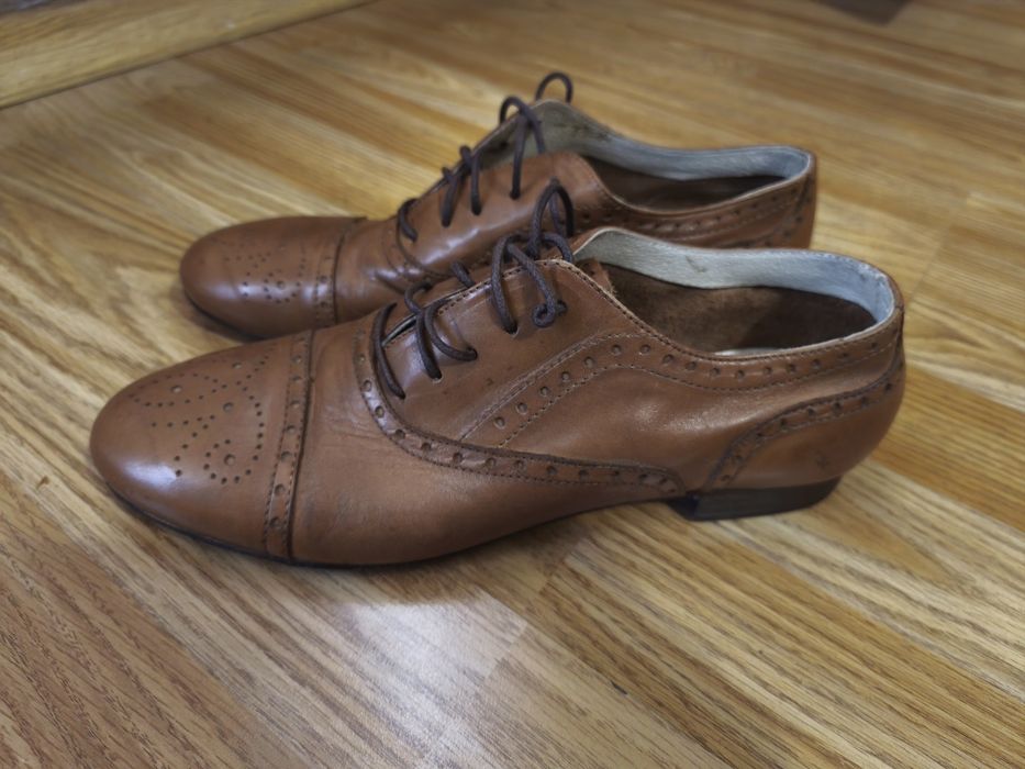 Кафеви кожени обувки