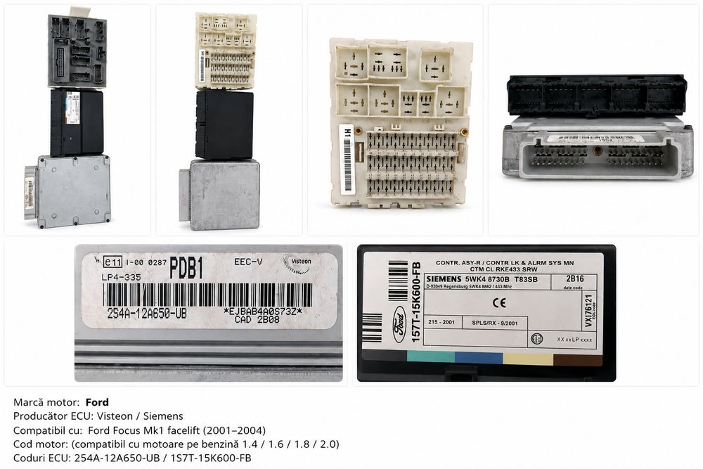Kit ECU + GEM + cutie siguranțe Ford Focus Mk1 facelift 1S7T-15K600-FB 254A-12A650-UB