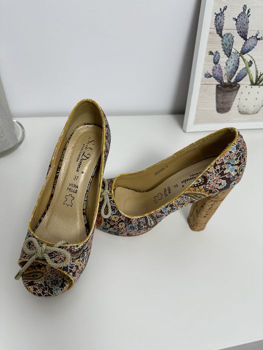 Pantofi Solo Donna multicolori cu toc 11cm piele naturală - marimea 37