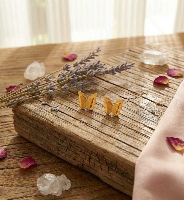 Cadou Ideal Premium Set Bratara Cercei Colier Otel Inox Placat Aur 18K