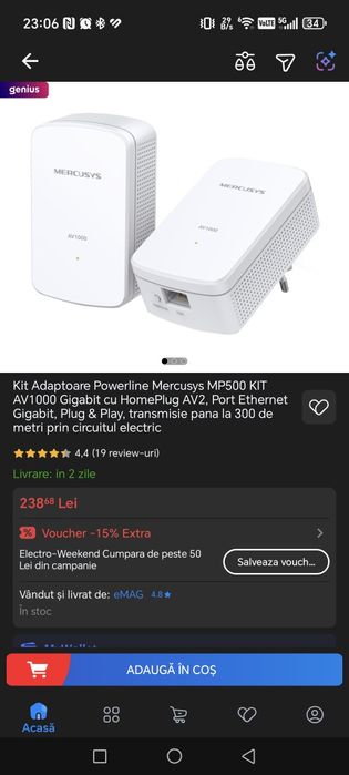 Kit Adaptoare Powerline Mercusys MP500 KIT AV1000 Gigabit