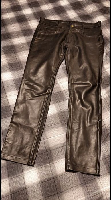 Кожаные брюки /штаны черные, W34, 90-92 см в талии. Посадка средняя.