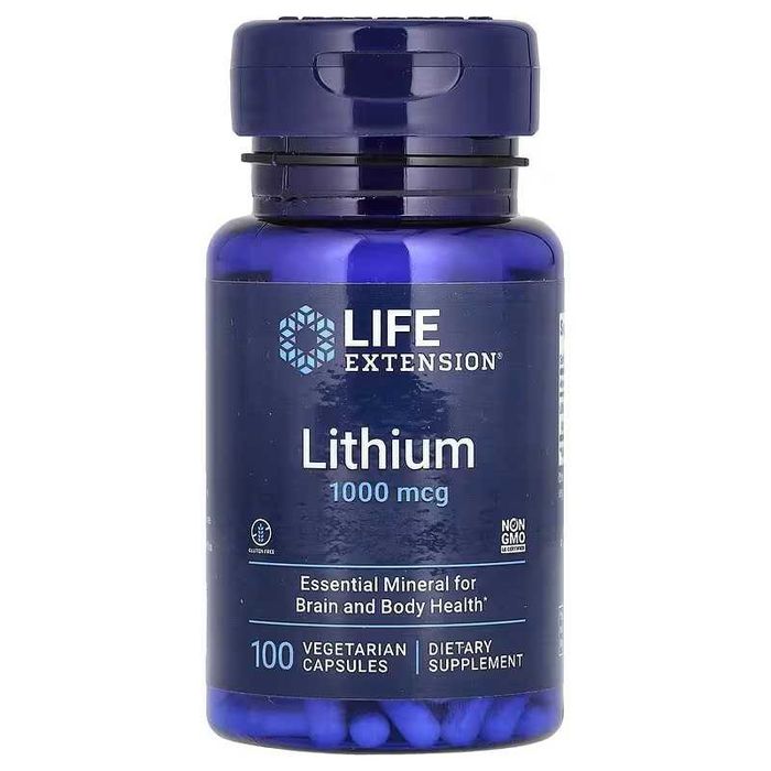 Life Extension Lithium литий litiy 1000 мкг 100 вегетарианских капсул