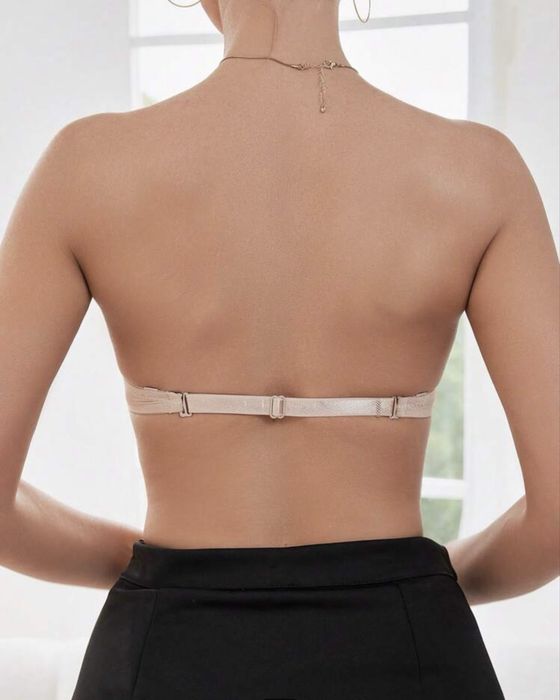 Sutien bej cu bretele detasabile transparente nou