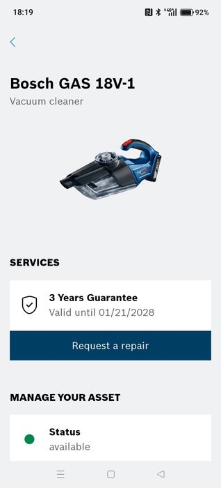 Aspirator Bosch GAS 18V-1 Garantie