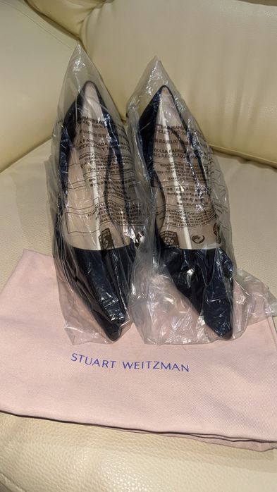 Pantofi Stiletto Stuart Weitzman Stuart 85 Pump, Piele Întoarsă neagră