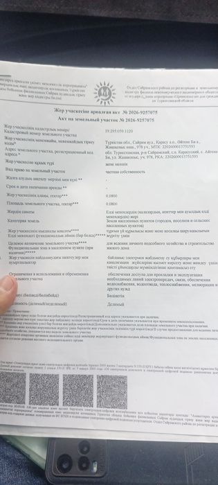 Айтеке би участок сатылады 6млн