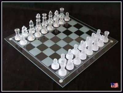 Joc sah piese tabla sticla obiect decorativ glass chess jocuri logica