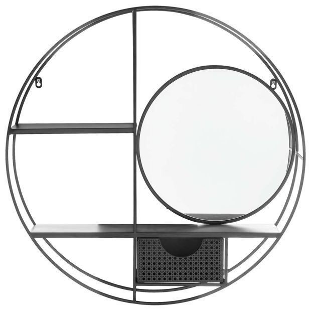 70см! Стенна етажерка с огледало и чекмедже