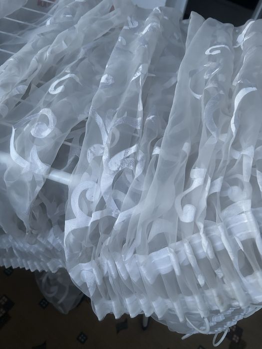 Perdea organza alba 4,60m/2,40m cu banda pentru carlige